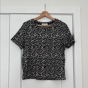 Anthropologie Black and White Cheetah Patterned Top